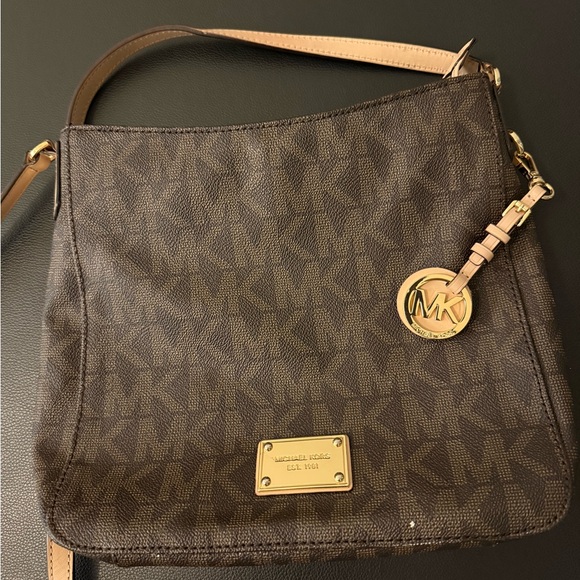 Michael Kors Brown Monogram Crossbody Bag with Gold Hardware - Picture 10 of 14